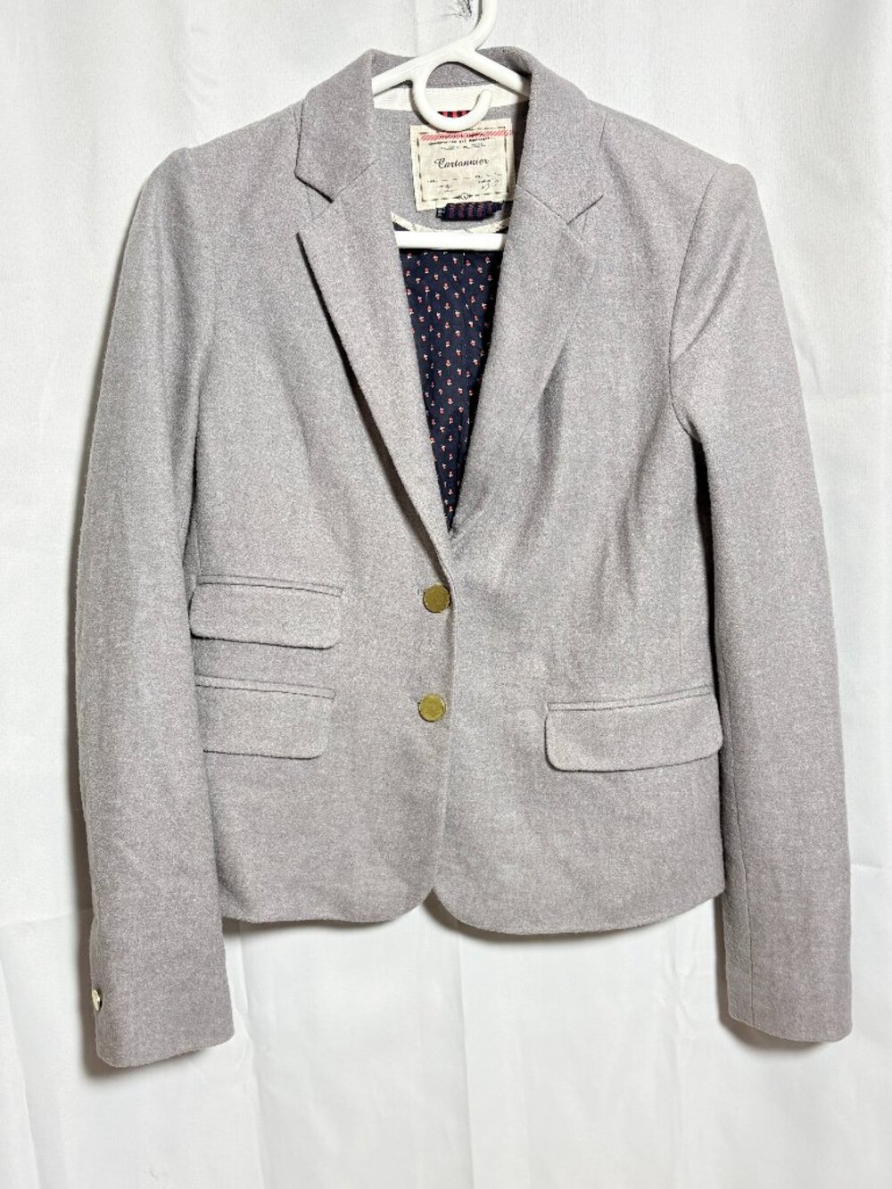 Anthropologie Cartonnier Gray Wool Blend Blazer Gold Buttons Womens Size 6